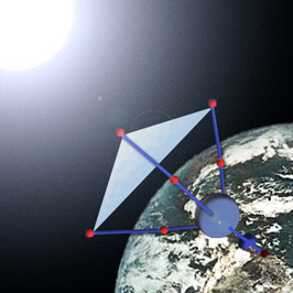 Figure 3: Our rendering of what a space satellite with CVC "sails" would look like. They may be the future of energy.