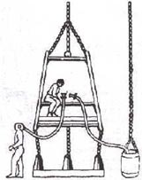 Drawing of an antiquated diving  bell