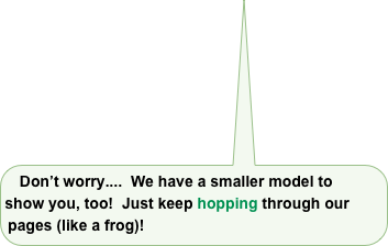 Don’t worry....  We have a smaller model to show you, too!  Just keep hopping through our pages (like a frog)!